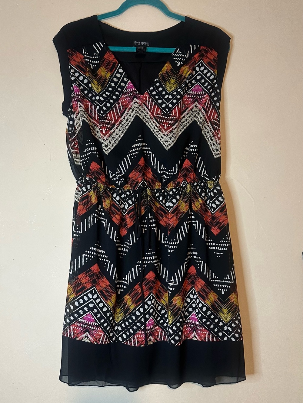 Black Chevron Print Dress